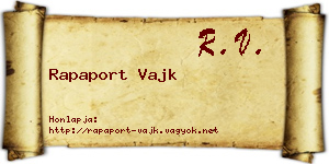 Rapaport Vajk névjegykártya